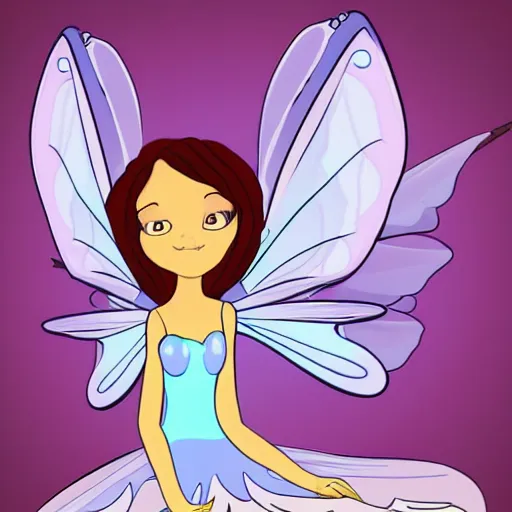 Image similar to beautiful fairy with wings, cartoon style