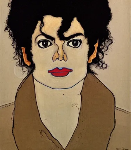 Image similar to portrait of michael jackson by egon schiele, intense desire, high quality, high detail