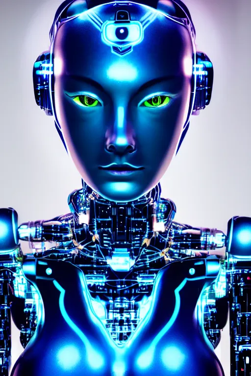 Image similar to detailed photo of the half - cybernetic robocatgirl with human face, symmetry, awesome exposition, very detailed, highly accurate, intricate, professional lighting diffracted lightrays, 8 k, sense of awe, science fashion magazine cover