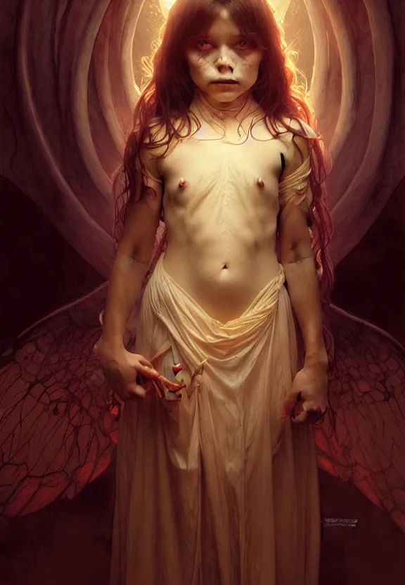 Prompt: child possessed by a demon, excorcist, fantasy magic, dark light night, intricate, elegant, sharp focus, illustration, highly detailed, digital painting, concept art, matte, art by wlop and artgerm and greg rutkowski and alphonse mucha, masterpiece