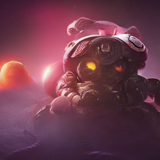 Image similar to An octopus wearing a spacemarine armor in outer space, spacecraft, nebula, octane render, 3d, unreal engine, highly detailed, 4k, 8k