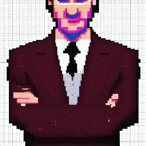 Image similar to Saul Goodman, pixel art portrait