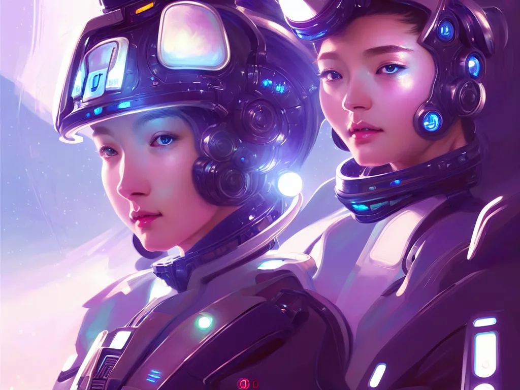 Image similar to portrait futuristic planet jupiter police uniform female, in a future huge spaceship internal, neon light, ssci - fi and fantasy, intricate and very very beautiful and elegant, highly detailed, digital painting, artstation, concept art, smooth and sharp focus, illustration, art by tan zi and ayanamikodon and alphonse mucha and wlop