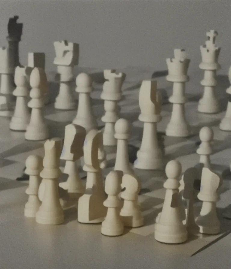 Prompt: minimal realistic textured chess - piece readymade by marcel duchamp in a museum, color bleed, light leak, marcel duchamp, man ray, hito steyerl, saadane afif