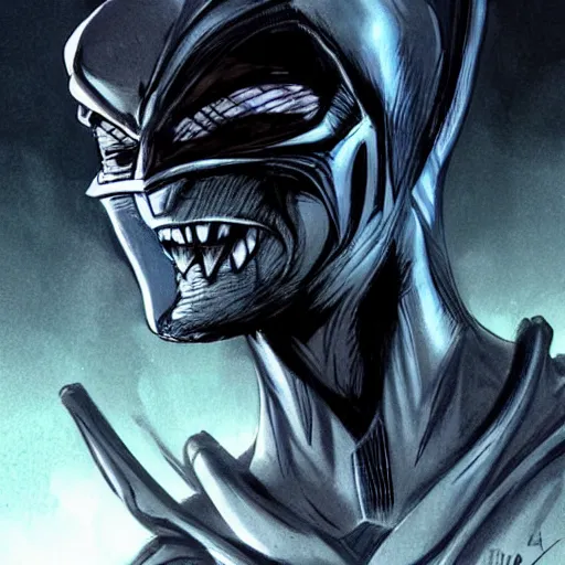 Image similar to alien concept art with batman