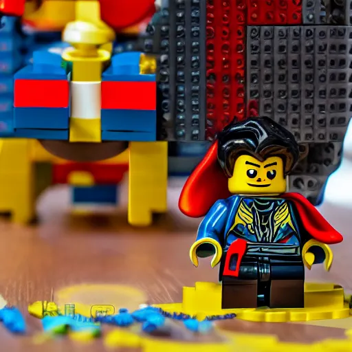 Prompt: Dr. Strange lego mini figure, macro photography, detailed, 8k