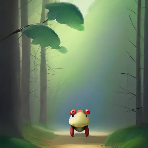 Image similar to Goro Fujita ilustration a cute turtle happily walking through the forest, painting by Goro Fujita, sharp focus, highly detailed, ArtStation