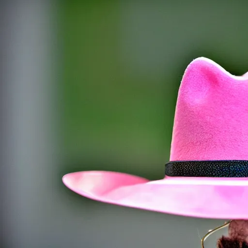 Prompt: mouse with pink cowboy hat in the bathroom, photo realistic, f 1. 4, 1 0 0 mm lens, nat geo award winner, eos, sharp focus, bokeh