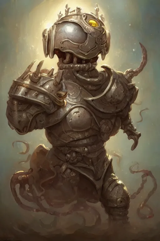 Prompt: cute anthropomorphic big human brain wearing a armor, stealing the soul , tiny, small, miniature human brain, human brain , short, pale purple, cute and adorable, pretty, beautiful, DnD character art portrait, matte fantasy painting, DeviantArt Artstation, by Jason Felix by Steve Argyle by Tyler Jacobson by Peter Mohrbacher, cinematic lighting