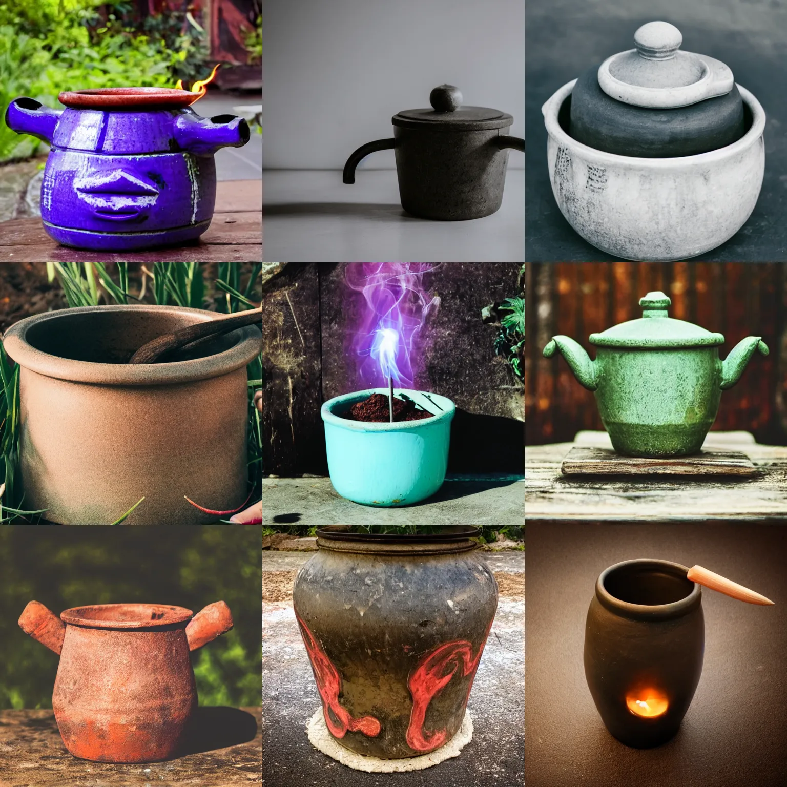 Prompt: photo of a magic pot with magic