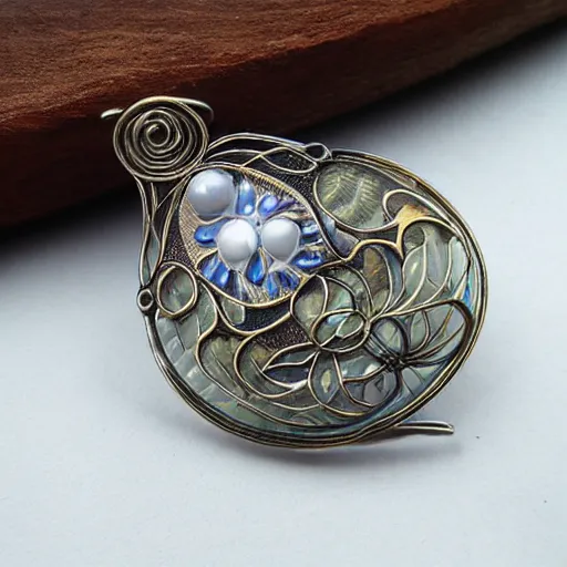 Image similar to hyperrealistic botanical artnouveau complicated constructional artnouveau patterned rene lalique jewelry