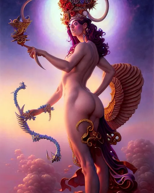 Image similar to goddess of love, beautiful fantasy character portrait, ultra realistic, wide angle, intricate details, highly detailed by peter mohrbacher, boris vallejo, hajime sorayama, wayne barlowe, aaron horkey, gaston bussiere, craig mullins