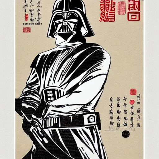 Image similar to star wars poster in Chinese water ink style