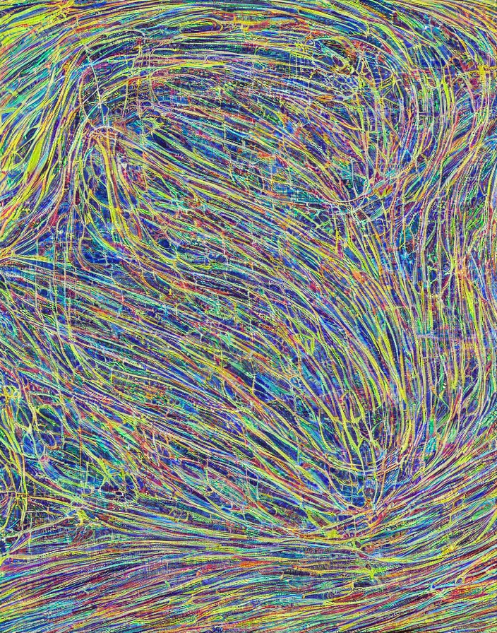 Image similar to hyper detailed industraial & utility flow field neural path by affandi