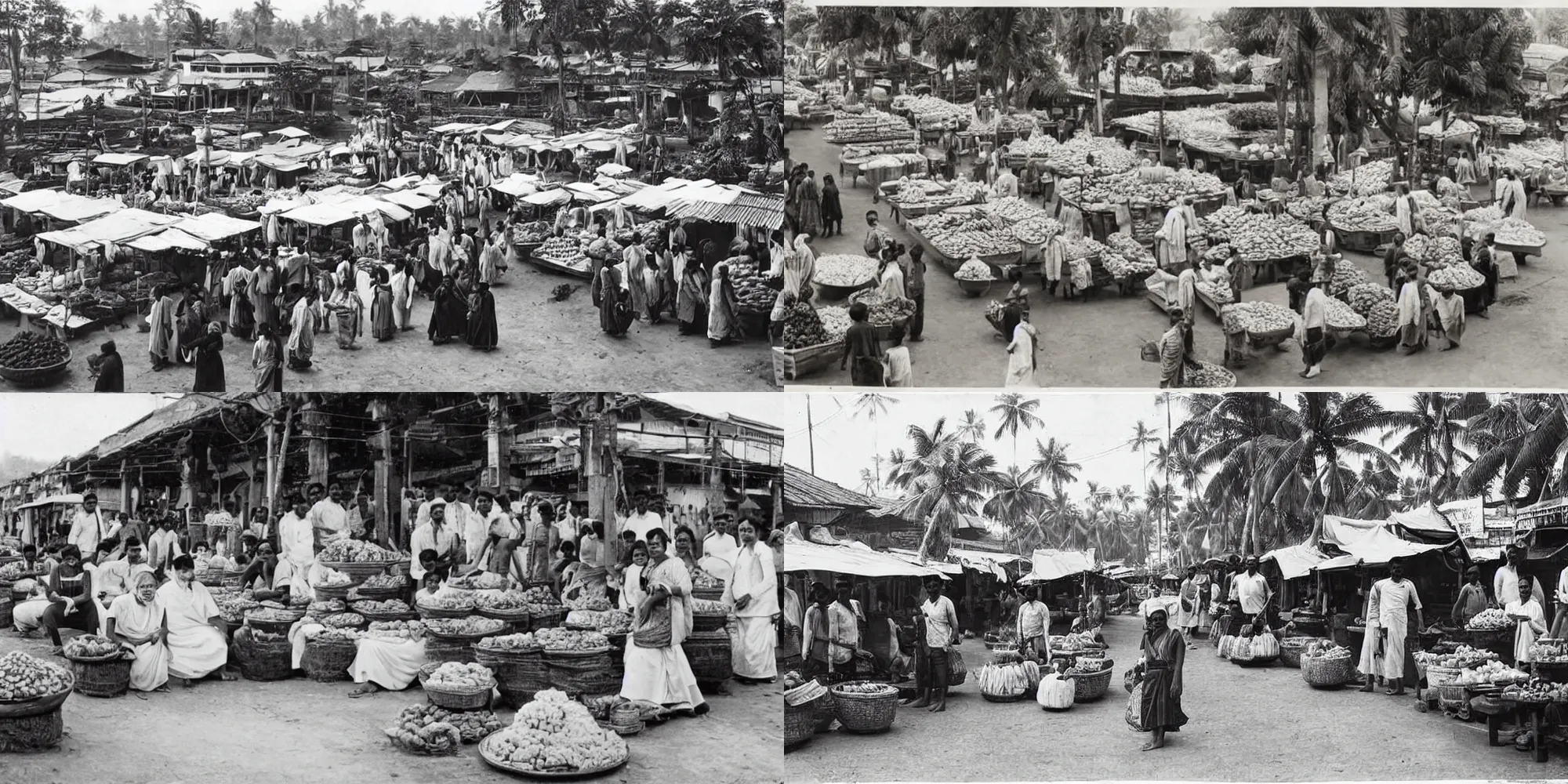 Prompt: a kerala market in the 1920