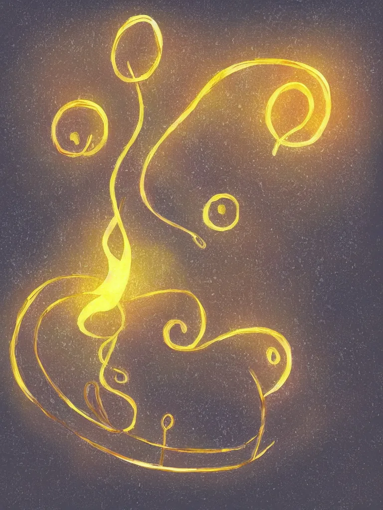 Prompt: a digital painting of an acorn that turns into a tree in the shape of a treble clef with some light effects, dynamic and energetic