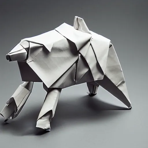 Prompt: [ 🐘 as 🤖 ] origami by kim jung gi