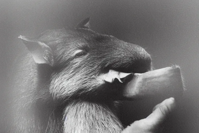 Image similar to a portrait of a capybara smoking a cigar