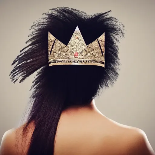 Image similar to woman with a crown of artistic synthetic brushes in her hair