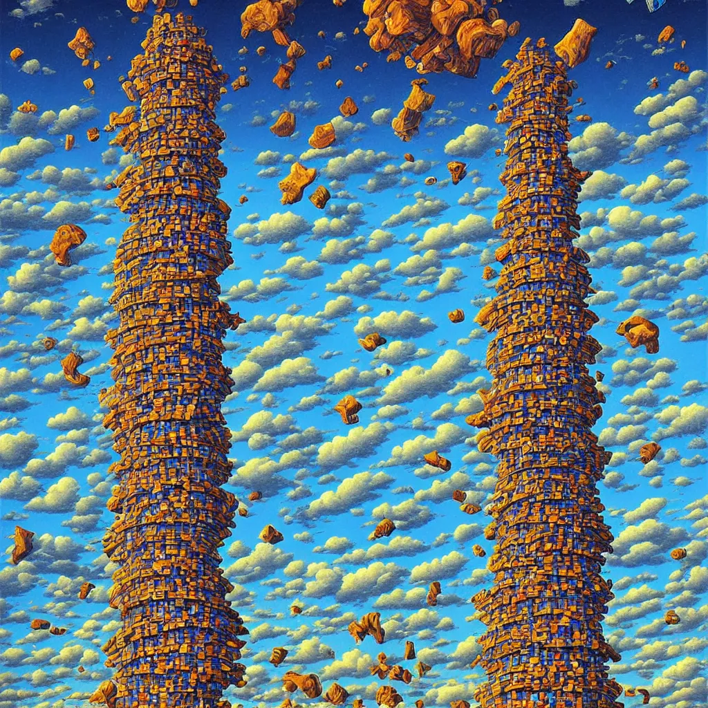 Prompt: a single! colorful!! fungus tower clear empty sky, a high contrast!! ultradetailed photorealistic painting by rob gonsalves, hard lighting, masterpiece