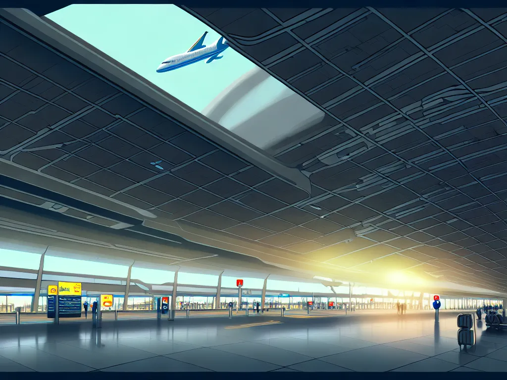 Prompt: I get to the airport, detailed illustration, digital painting, trending on artstation