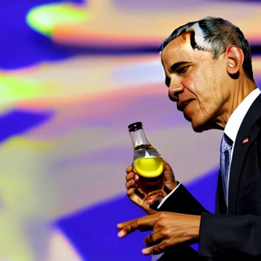 Image similar to obama drunk drinking rakija catching pokemon