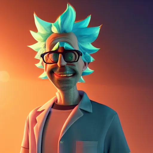 Prompt: portrait of old shaved rick sanchez, big eyes, lab coat and tee shirt, lens flare, atmosphere, glow, detailed, intricate, full of colour, cinematic lighting, trending on artstation, 4 k, hyperrealistic, focused, extreme details, unreal engine 5, cinematic, masterpiece