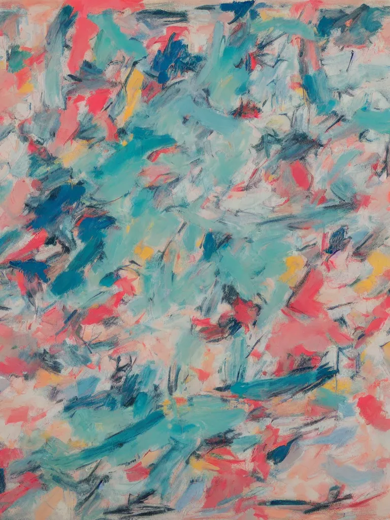 Prompt: abstract painting by cecily brown, aqua and pastel colors,