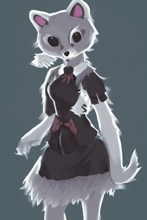 Image similar to anthropomorphic wolf fursona wearing a maid outfit, backlighting, furry art, trending on artstation, digital art, trending on furaffinity