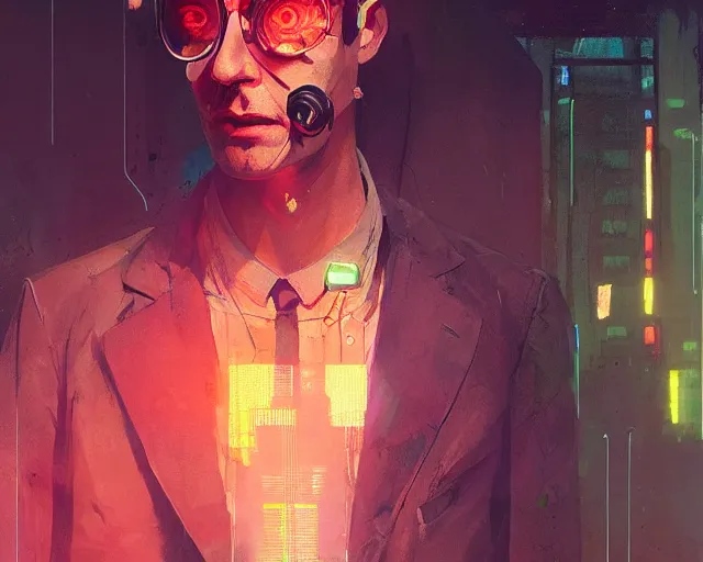 Image similar to detailed portrait Detective 1960s cyberpunk futuristic neon by ismail inceoglu dragan bibin hans thoma greg rutkowski Alexandros Pyromallis Nekro Rene Margitte illustrated