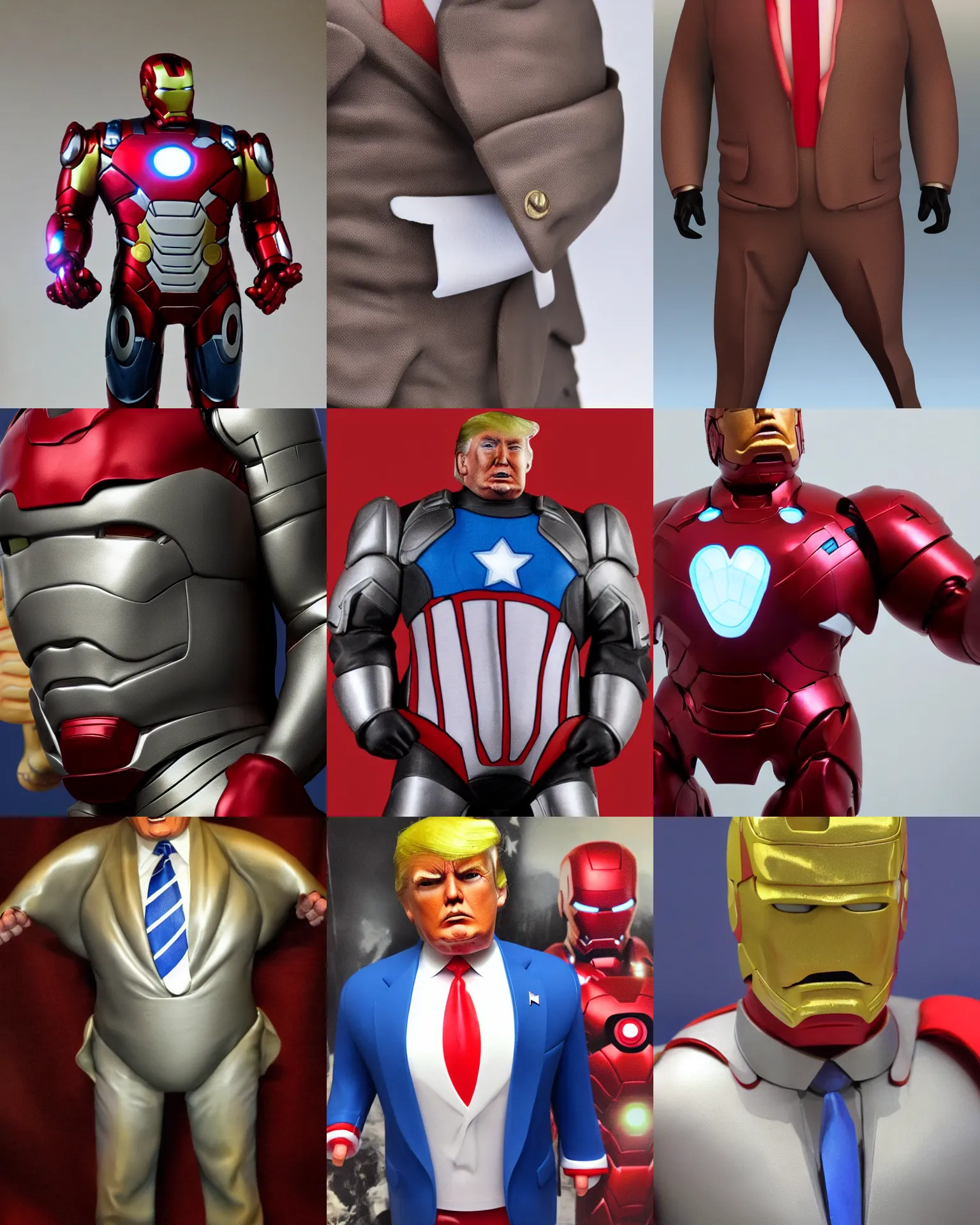 Prompt: donald trump ironman chubby suit very realistic medium shot close up from the avengers