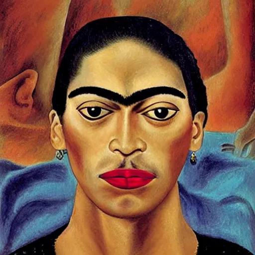 Prompt: Anthony Davis, portrait, by Frida Kahlo, style of Frida Kahlo self-portrait