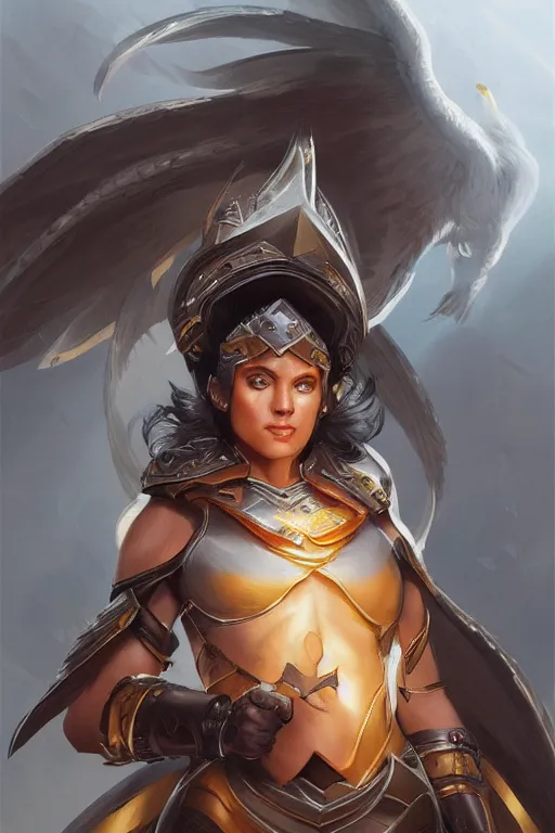 Image similar to amazon valkyrie athena, d & d, fantasy, portrait, highly detailed, headshot, digital painting, trending on artstation, concept art, sharp focus, illustration, art by artgerm and greg rutkowski and magali villeneuve