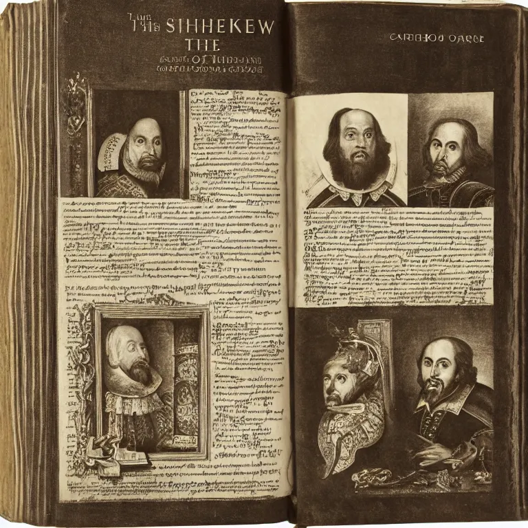 Prompt: The complete works of Shakespeare, photograph