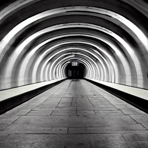 Image similar to a minimalist subway tunnel, james turrel,