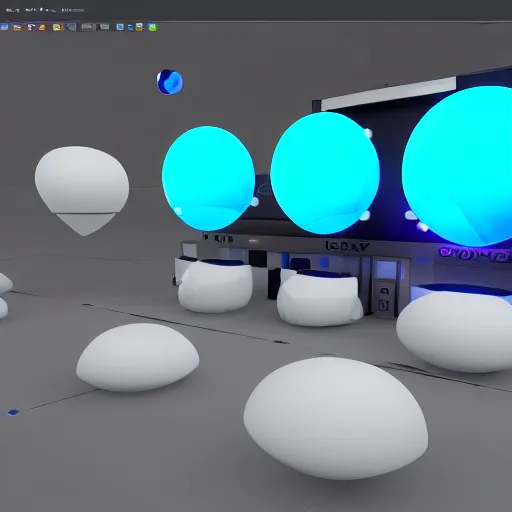 Image similar to a computer screen with a blue ball on it, a computer rendering by senior environment artist, trending on polycount, cubo - futurism, sketchfab, unreal engine 5, unreal engine