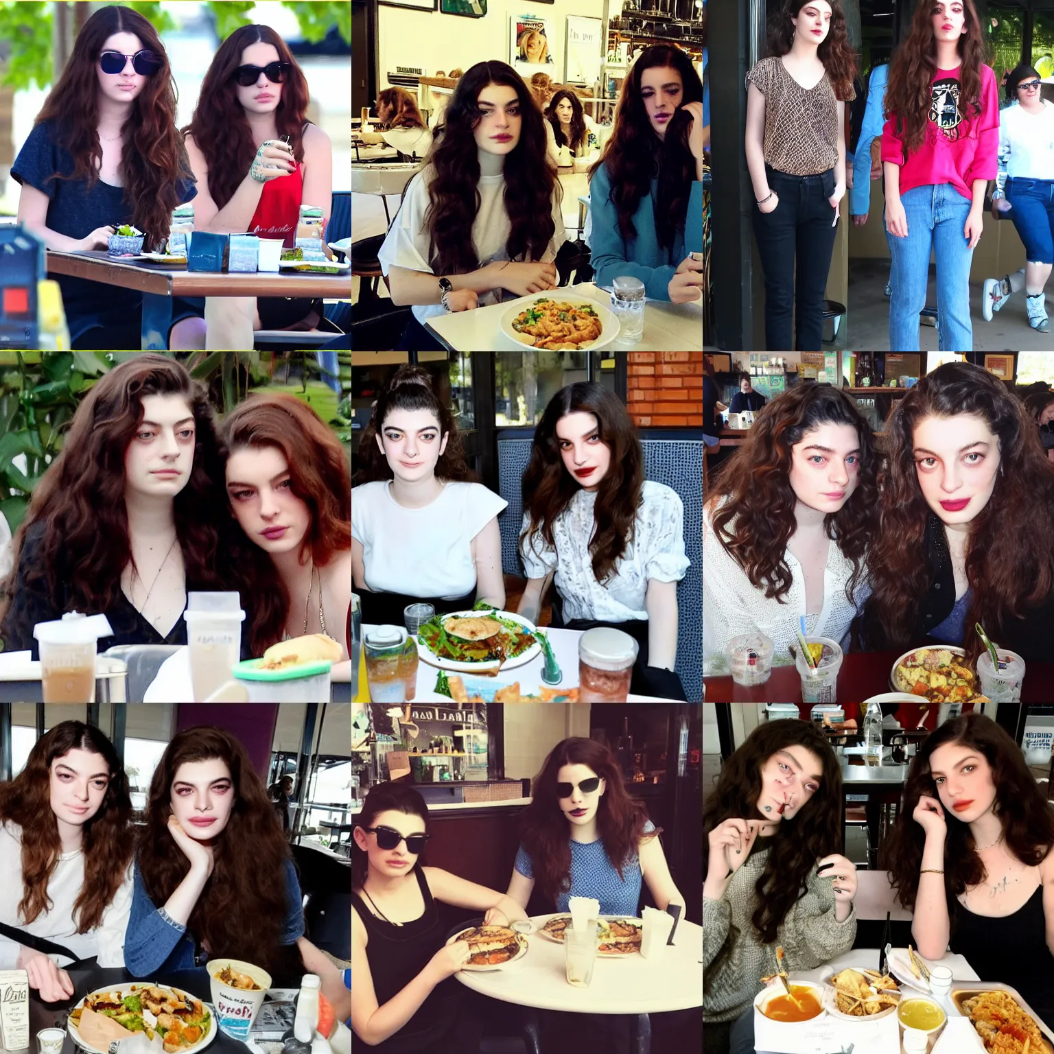 Prompt: Lorde and Lana del Ray eating lunch at Raising Cane's