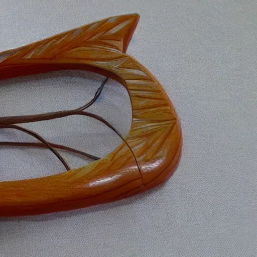 Image similar to hand carved bow, hyper realistic picture