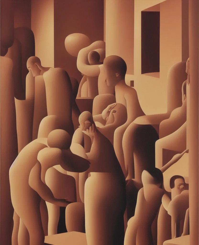 Image similar to oil painting by george tooker