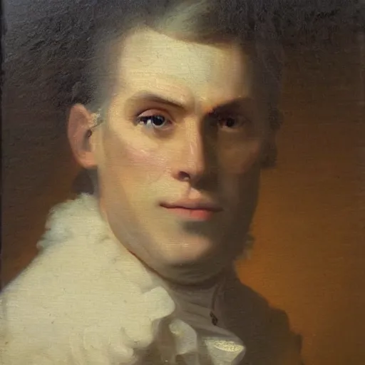 Image similar to An 18th century oil painting of Jerma985, portrait of Jerma985, grainy, realistic, very realistic, hyperrealistic, highly detailed, very detailed, extremely detailed, very neat, very epic, very cool, detailed, trending on artstation