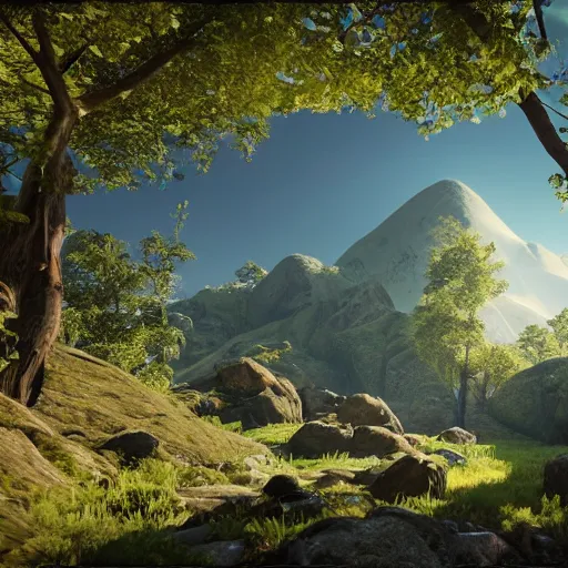 Image similar to a beautiful landscape, octane render, nvidia raytracing demo