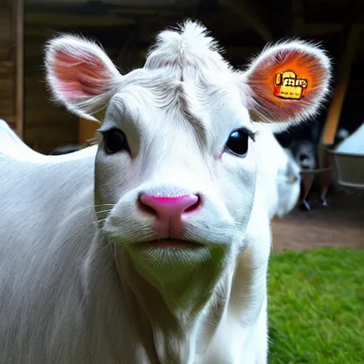 Prompt: cute cow - cat hybrid