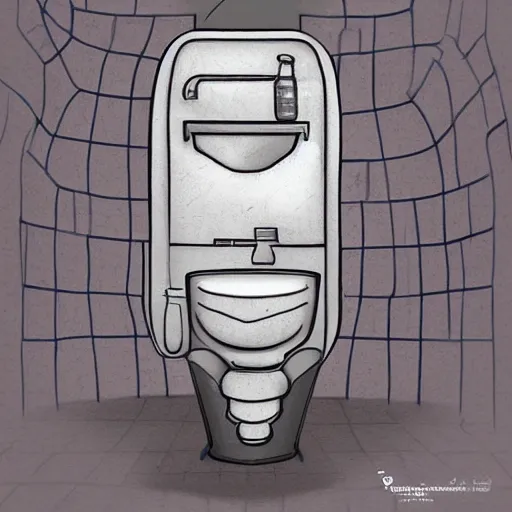 Prompt: a sentient toilet as a fantasy creatur, digital art