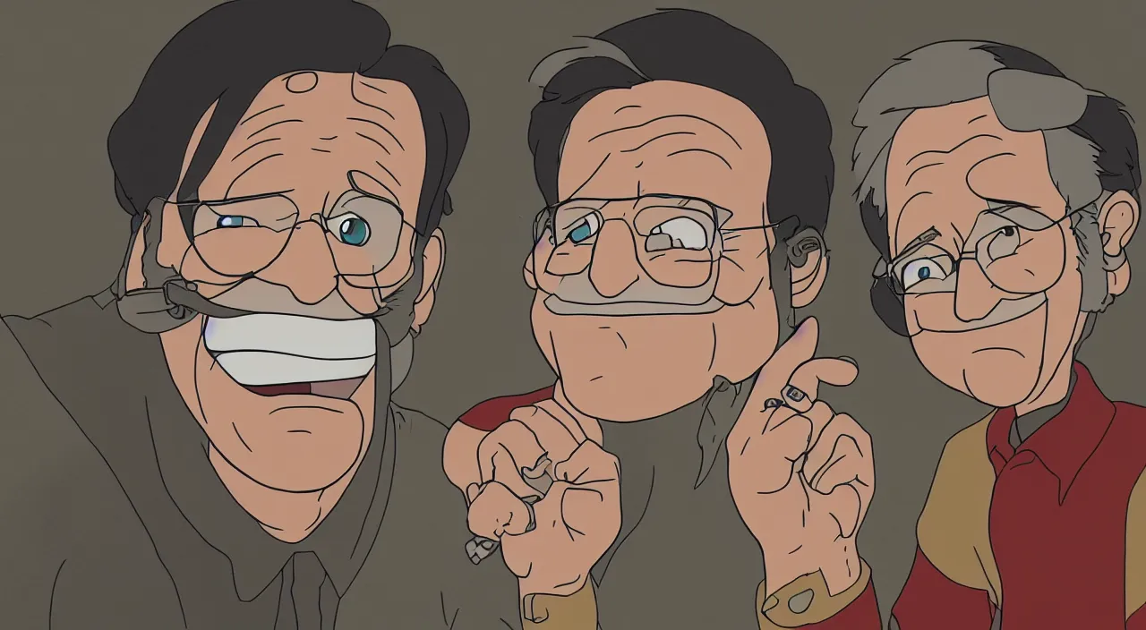 Image similar to (illustration) of Robin Williams, by (((Studio Ghibli))), 8k, face enhance, sharp focus, concept art, smooth