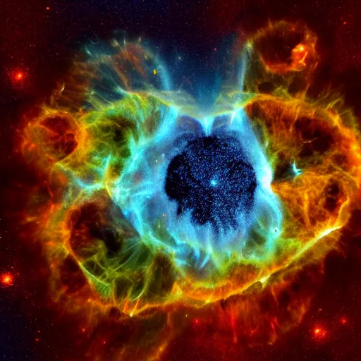 Image similar to the supernova and nebula shaped like a love heart rendered in apophysis