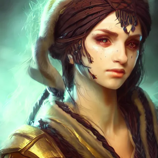 Image similar to a female druid character, concept art, high resolution and detail, photorealistic, cinematic, amazing, inspiring, attractive