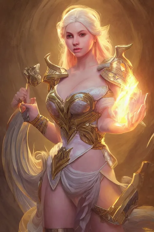 Image similar to portrait of lux from league of legends, wielding light magic, photorealistic fantasy castle city, full body, powerful, fantasy, intricate, elegant, highly detailed, digital painting, artstation, concept art, sharp focus, illustration, art by artgerm and greg rutkowski and alphonse mucha