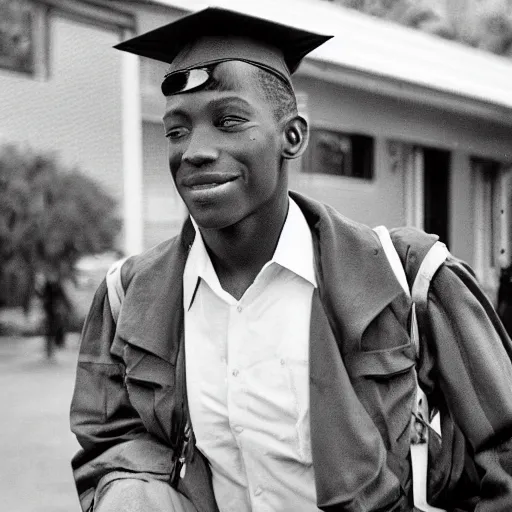 Prompt: a color photograph of a very handsome young guy going to college in 2 0 8 8