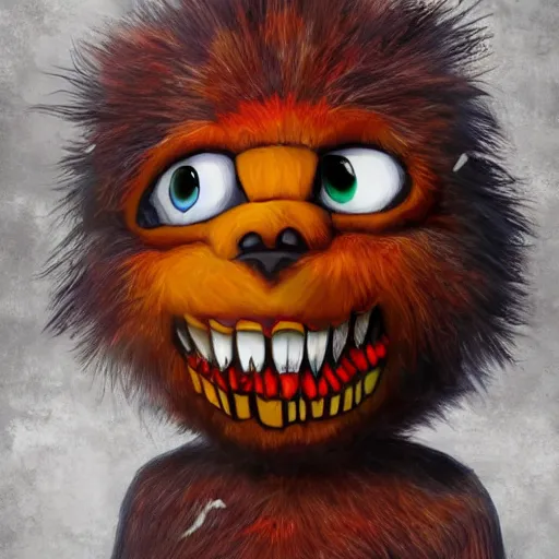 Image similar to scary anime Portrait of horrific Youppi the Habs Montreal Canadiens Mascot as a very dead powerful and violent pokemon, Youppi devouring Boston Bruins Bear Logo, lots of Bruins Bear Blood, highly detailed anime, high evolution, 1990s, haunted shiny legendary, darkness, smooth, sharp focus, dynamic lighting, intricate, trending on ArtStation, stuff of nightmares, illustration pokemon, art by WLOP