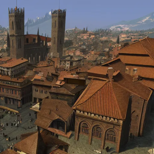 Image similar to the city of bologna in the style of the city of whiterun from skyrim